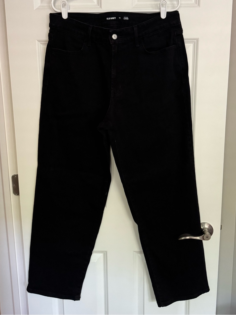 Size 14 - High rise, Wide leg, Black denim